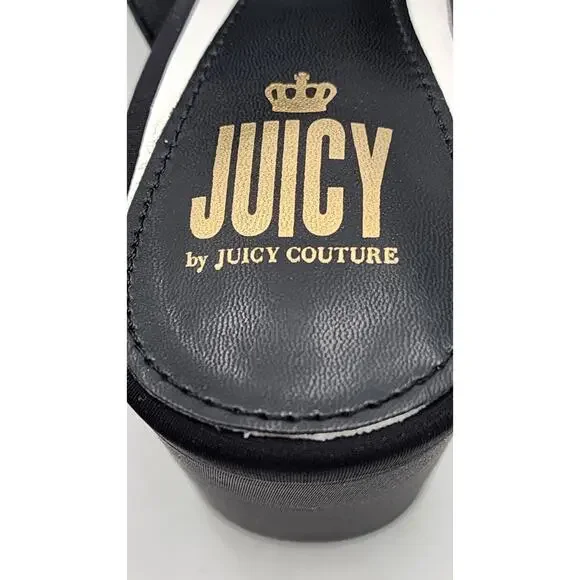 Juicy Couture Juicy Girly Womens Size 8.5 M Heeled Sandals Black White Logo - Picture 12 of 16